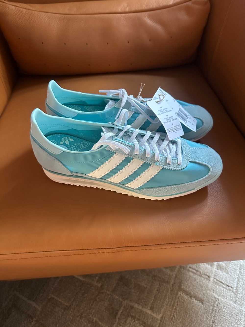 adidas Women's Aqua/White Samba Retro Sneakers - Picture 2 of 6